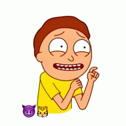 A Cartoon Of A Man In A Yellow Shirt With A Purple Devil And A Tiger Emoji GIF