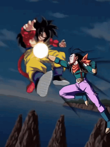 A Cartoon Of A Man Kicking Another Man GIF