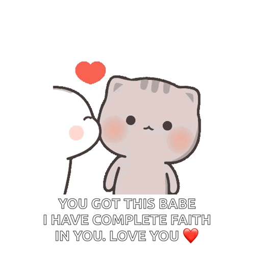 A Cartoon Of A Man Kissing A Cat On The Cheek With The Words You Got This Babe GIF