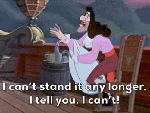 A Cartoon Of A Man Kneeling Down On A Boat With The Words I Can 'T Stand It Any Longer GIF