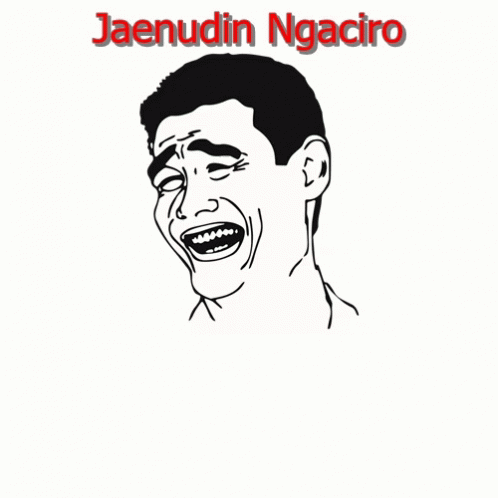 A Cartoon Of A Man Laughing With The Words Kangen Di Demo Below Him GIF