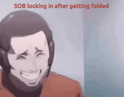 A Cartoon Of A Man Laughing With The Words Sob Locking In After Getting Folded Above Him GIF