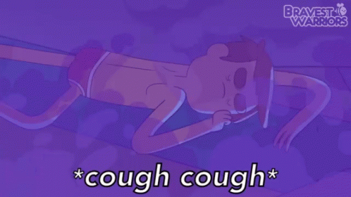 A Cartoon Of A Man Laying Down With The Words * Cough Cough * GIF