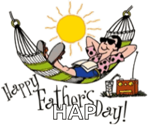 A Cartoon Of A Man Laying In A Hammock With The Words Happy Father 'S Hapday Below Him GIF