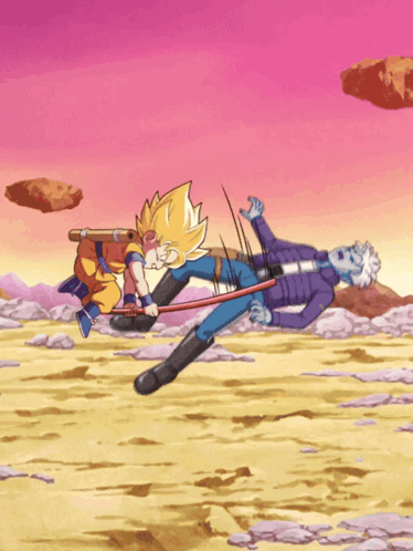 A Cartoon Of A Man Laying On The Ground With A Purple Sky In The Background GIF