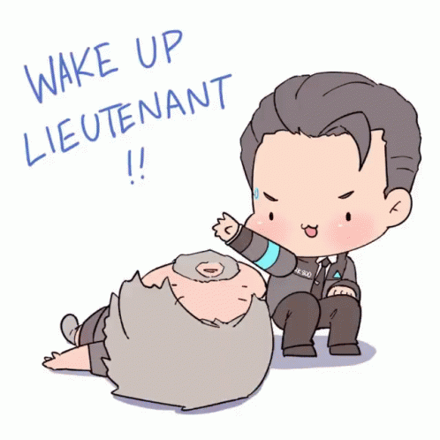 A Cartoon Of A Man Laying On The Ground With The Words Wake Up Lieutenant GIF