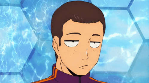A Cartoon Of A Man Making A Funny Face With A Blue Background GIF