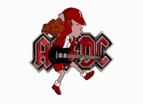 A Cartoon Of A Man Playing A Guitar In Front Of A Logo For Ac/dc GIF