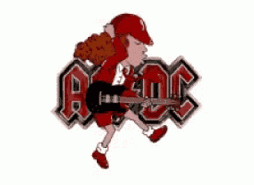 A Cartoon Of A Man Playing A Guitar In Front Of A Logo For Ac/dc GIF