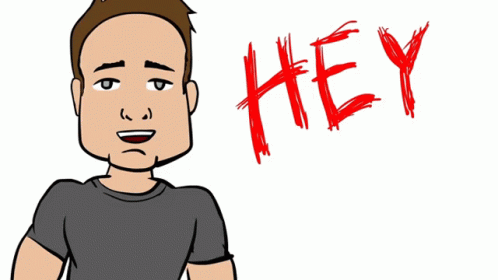 A Cartoon Of A Man Pointing At A Sign That Says Hey Now GIF