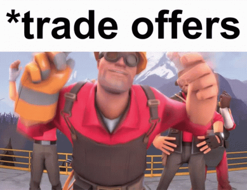 A Cartoon Of A Man Pointing With The Words * Trade Offers * Below Him GIF