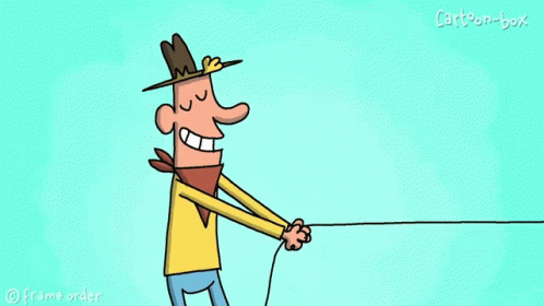 A Cartoon Of A Man Pulling A Woman On A String With The Words Cartoon-Box Below GIF