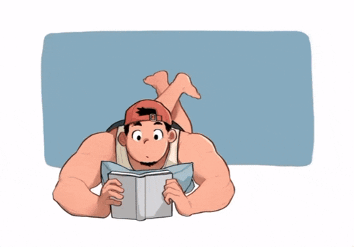 A Cartoon Of A Man Reading A Book GIF