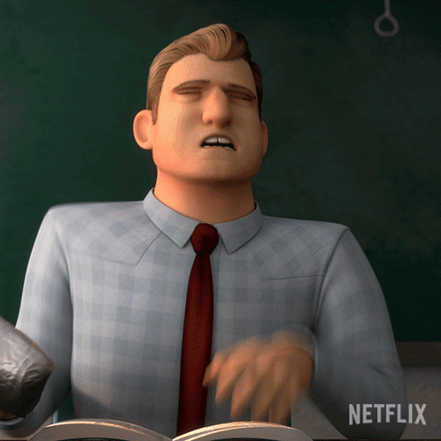 A Cartoon Of A Man Reading A Book With Netflix Written On The Bottom GIF
