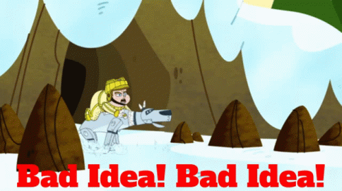 A Cartoon Of A Man Riding A Dog With The Words Bad Idea Below Him GIF