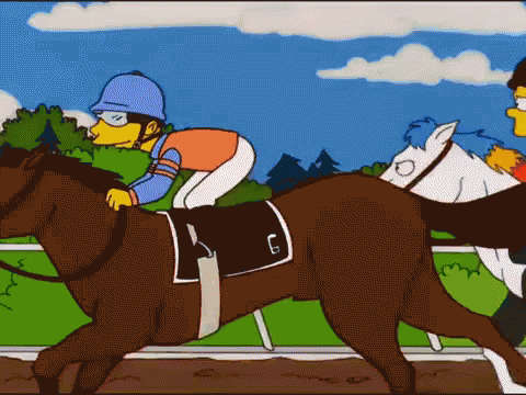 A Cartoon Of A Man Riding A Horse With The Letter G On Its Saddle GIF