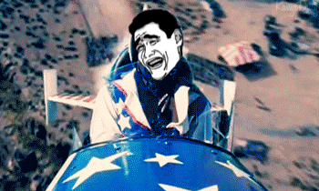 A Cartoon Of A Man Riding A Roller Coaster With A Smiley Face On It GIF
