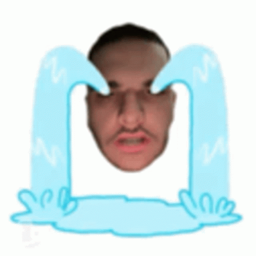 A Cartoon Of A Man 'S Face With Water Coming Out Of It GIF