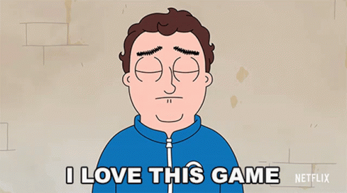 A Cartoon Of A Man Saying I Love This Game By Netflix GIF