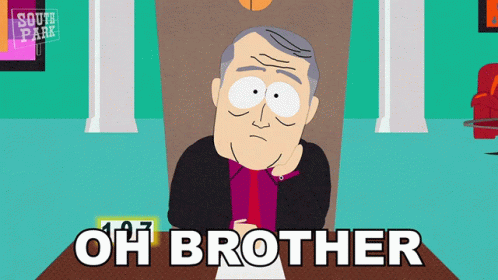 A Cartoon Of A Man Sitting At A Desk With The Words Oh Brother Written Below Him GIF