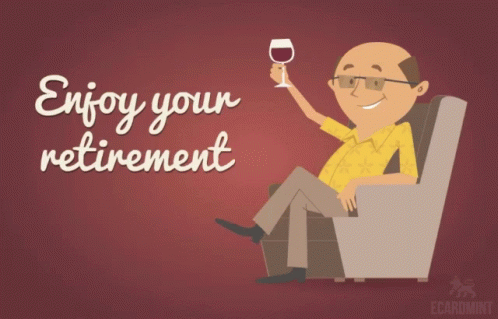 A Cartoon Of A Man Sitting In A Chair Holding A Glass Of Wine GIF