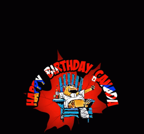 a cartoon of a man sitting in a chair with fireworks behind him that says july 1st