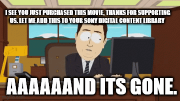A Cartoon Of A Man Sitting In Front Of A Computer With The Words " I See You Just Purchased This Movie " GIF