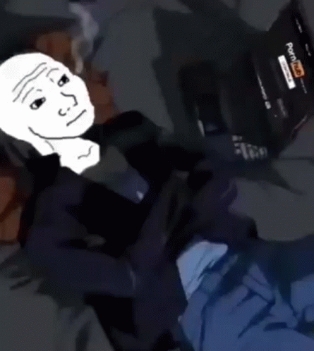 A Cartoon Of A Man Sitting In Front Of A Desk With Pornhub On The Screen GIF