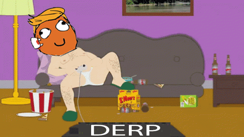 A Cartoon Of A Man Sitting On A Couch With A Bag Of Snickers In Front Of Him GIF