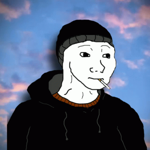 A Cartoon Of A Man Smoking A Cigarette And Wearing A Black Hoodie GIF