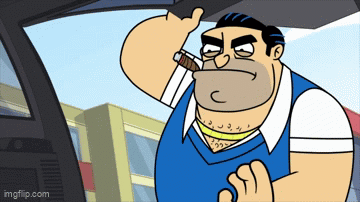 A Cartoon Of A Man Smoking A Cigarette In A Car With Imgflip.com At The Bottom GIF