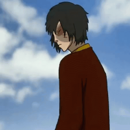 A Cartoon Of A Man Standing In Front Of A Blue Sky With Clouds . GIF