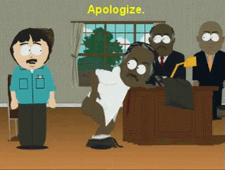 Cartoon Man Standing In Front Of Judge Apologizing GIF