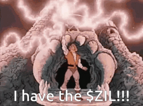 A Cartoon Of A Man Standing In Front Of A Monster That Says I Have The $Zil !!! GIF
