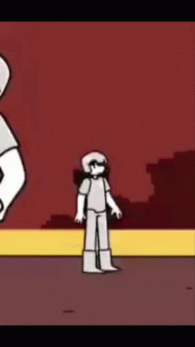 A Cartoon Of A Man Standing In Front Of A Red Wall GIF