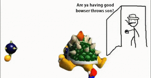 Man In Front Of Explosion Are Ya Having Good Bowser Throws GIF