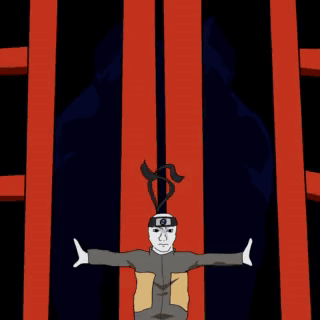 A Cartoon Of A Man Standing Next To A Giant Blue Dog . GIF