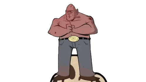 a cartoon of a man standing on a pile of skulls