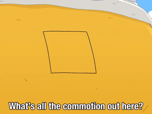 A Cartoon Of A Man Sticking His Head Out Of A Hole With The Words What 'S All The Commotion Out Here GIF