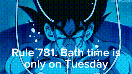 A Cartoon Of A Man Taking A Bath With A Caption That Says Rule 781 Bath Time Is Only On Tuesday . GIF