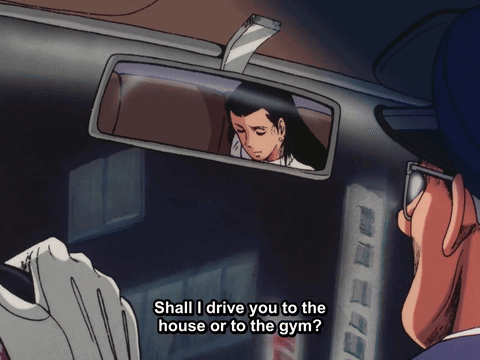 A Cartoon Of A Man Talking To Another Man In A Car GIF