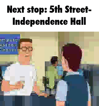 Cartoon Man Talking To Another Near 5Th Street GIF