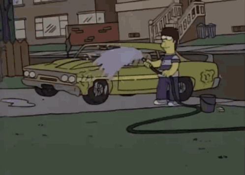 A Cartoon Of A Man Washing A Car With Co-Executive Producer Jace Richdale At The Bottom GIF