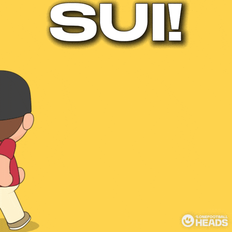 A Cartoon Of A Man Wearing A Baseball Cap With The Word Sui Written Above Him GIF