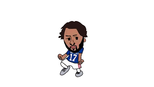 a cartoon of a man wearing a buffalo 17 jersey