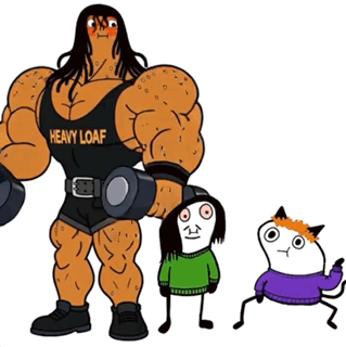 A Cartoon Of A Man Wearing A Heavy Loaf Tank Top GIF