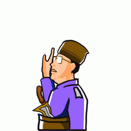 A Cartoon Of A Man Wearing A Purple Shirt With The Word Merdeka Written Above Him GIF