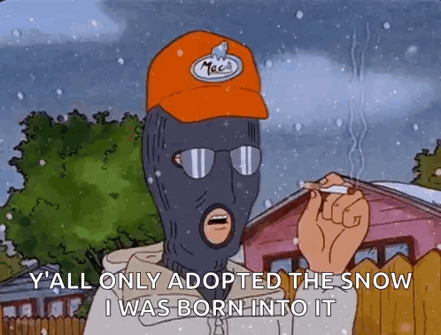 A Cartoon Of A Man Wearing A Ski Mask Smoking A Cigarette . GIF