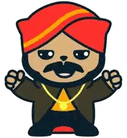 a cartoon of a man wearing a turban and a necklace .
