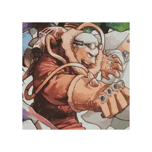 a cartoon of a man wearing gloves and goggles .